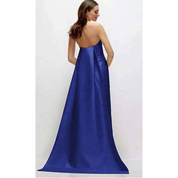 Alfred Sung Cobalt Blue Strapless Satin Gown - Size 2 - Picture 3 of 7